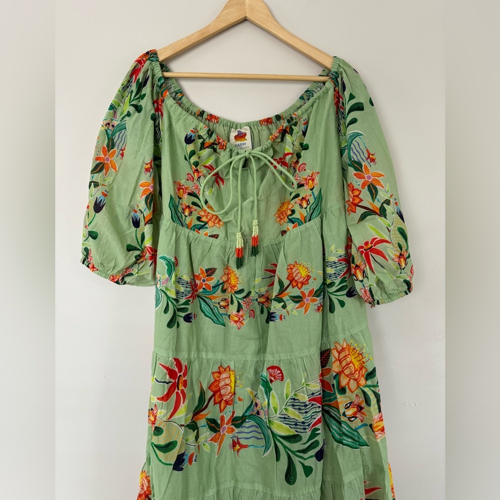 NWT Farm Rio x Anthropologie Off The Shoulder Tiered Floral Midi Dress - Picture 8 of 9